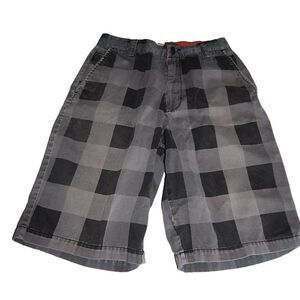 CHOR men's size 30 vintage 100% cotton gray black checkered jean shorts